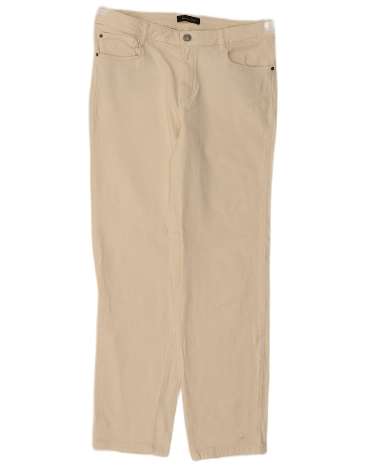 Massimo Dutti Damen Straight Jeans EU 42 Large W32 L28 Beige