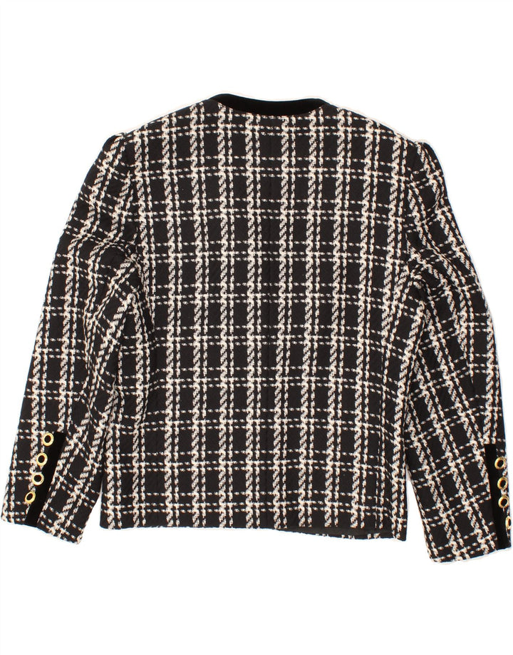DELMOD Womens Open Blazer Jacket IT 52 2XL Black Check Wool Vintage Delmod and Second-Hand Delmod from Messina Hembry 