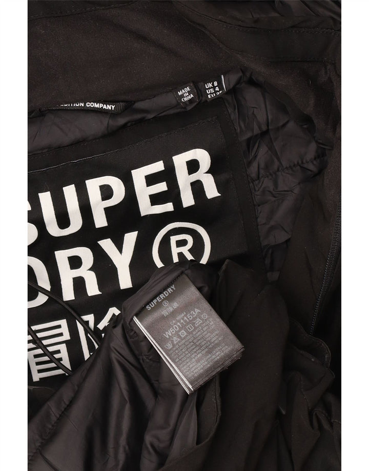 Superdry Damen-Regenjacke mit grafischer Kapuze, UK 8, Größe S, Schwarz, Polyester