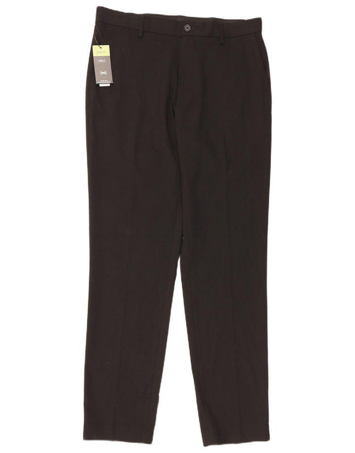 Marks & Spencer Herren Slim Fit Chinohose W32 L31 Schwarz Polyester