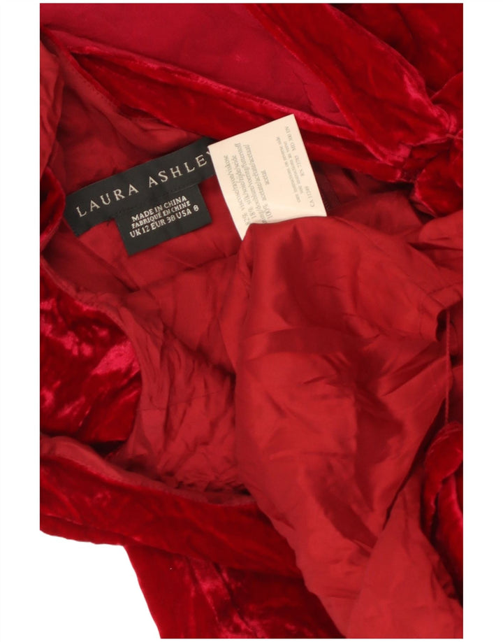 LAURA ASHLEY Damen Samt Maxi Off Shoulder Kleid UK 12 Mittelrot