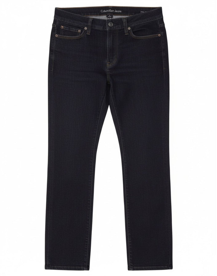 Calvin Klein Damen Straight Jeans W32 L27 Marineblaue Baumwolle