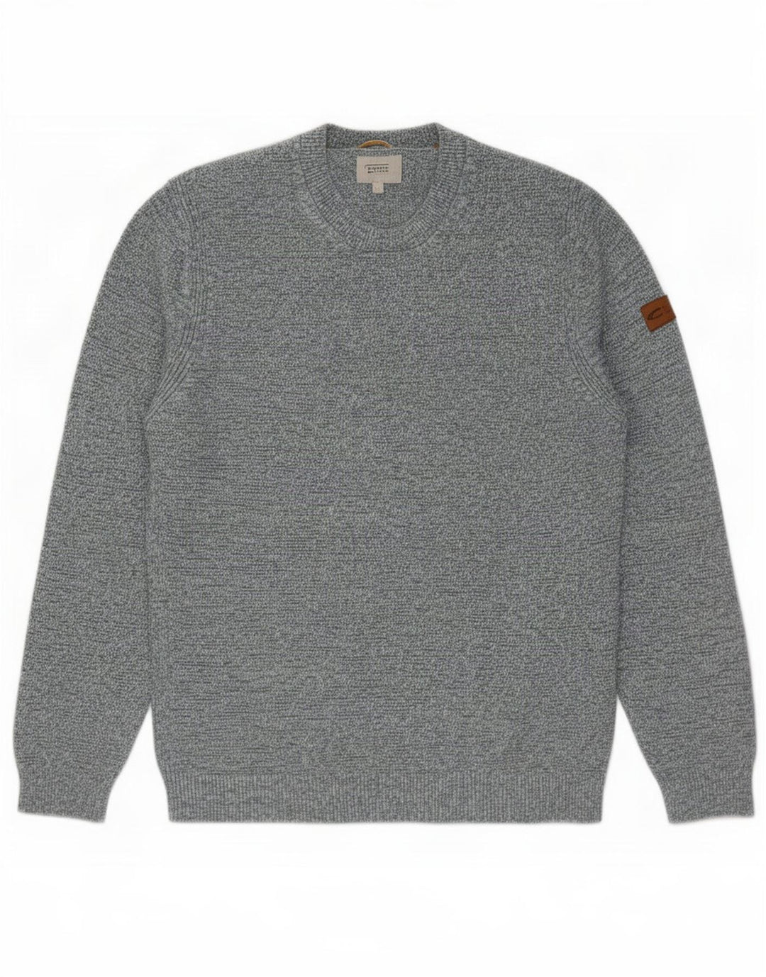 Camel Active Herren-Pullover mit Rundhalsausschnitt, groß, blau gefleckte Baumwolle