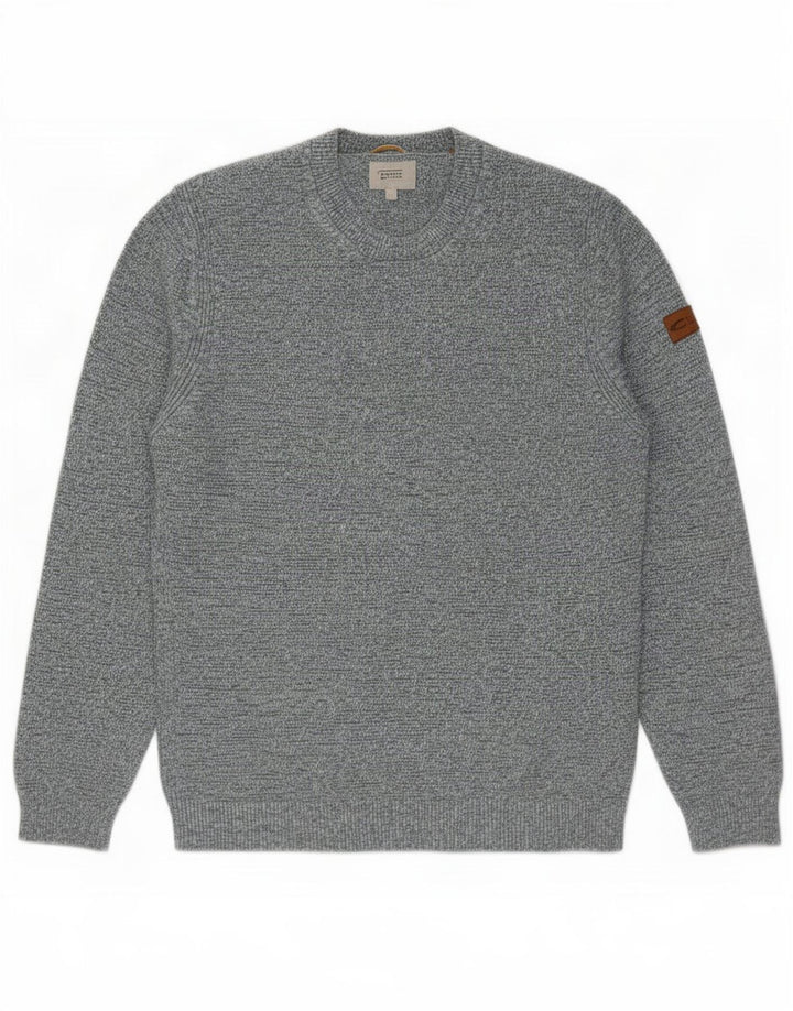 Camel Active Herren-Pullover mit Rundhalsausschnitt, groß, blau gefleckte Baumwolle