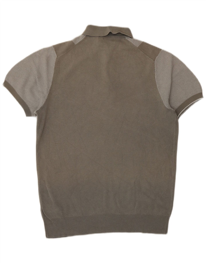 Marks & Spencer Herren-Pullover mit Polokragen, kurzärmelig, Größe S, Grau