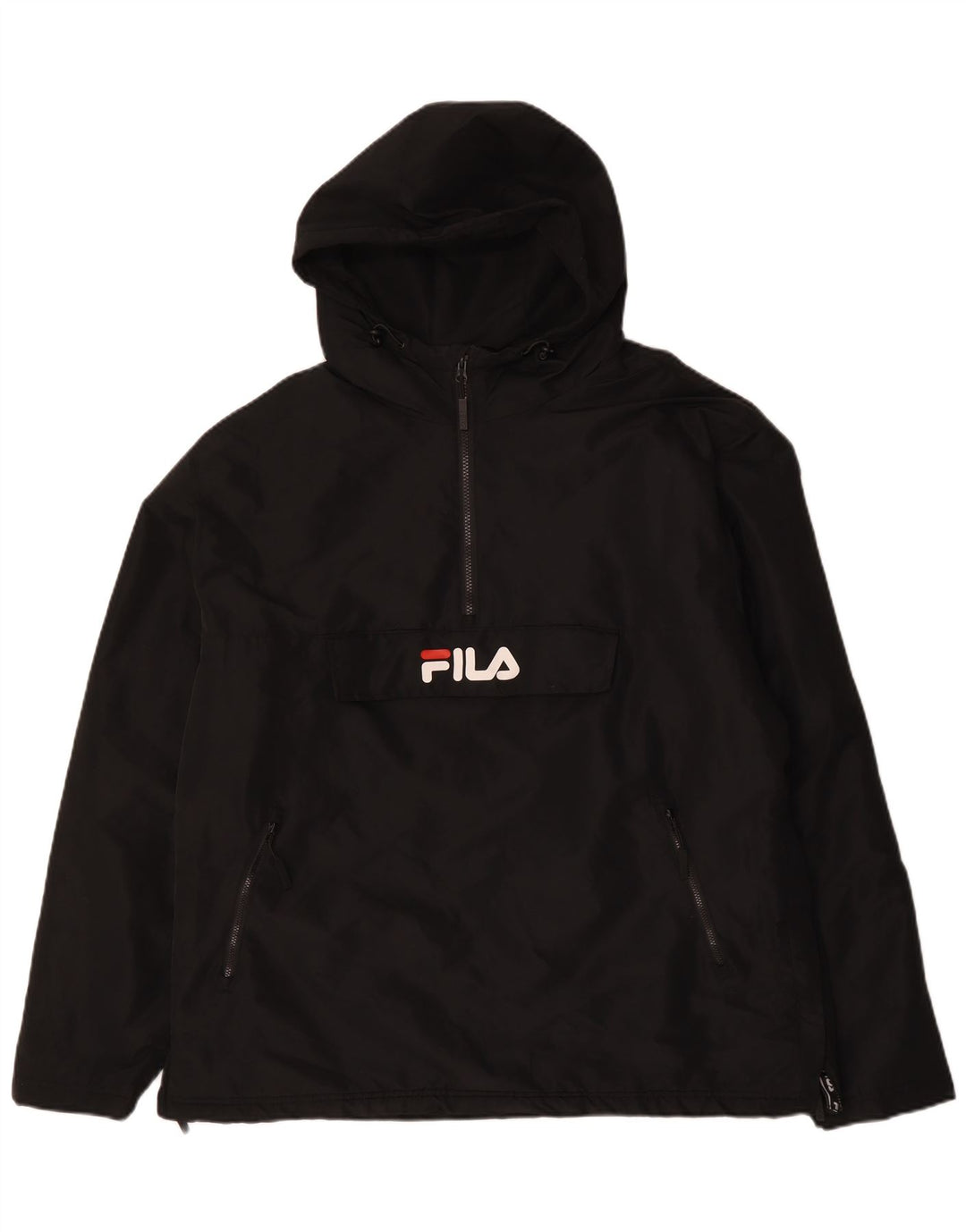 FILA Herren-Anorakjacke mit grafischer Kapuze, UK 42, XL, Schwarz, Polyester