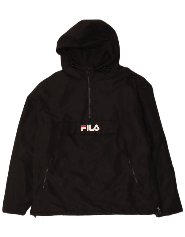 FILA Herren-Anorakjacke mit grafischer Kapuze, UK 42, XL, Schwarz, Polyester