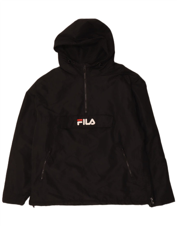 FILA Herren-Anorakjacke mit grafischer Kapuze, UK 42, XL, Schwarz, Polyester
