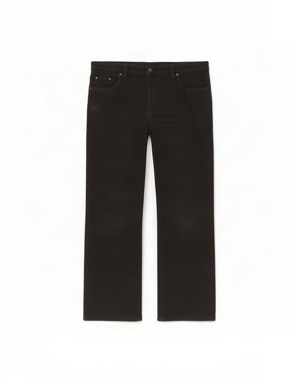 Marks & Spencer Damen Crop Straight Jeans UK 14 Large W34 L27 Schwarze Baumwolle