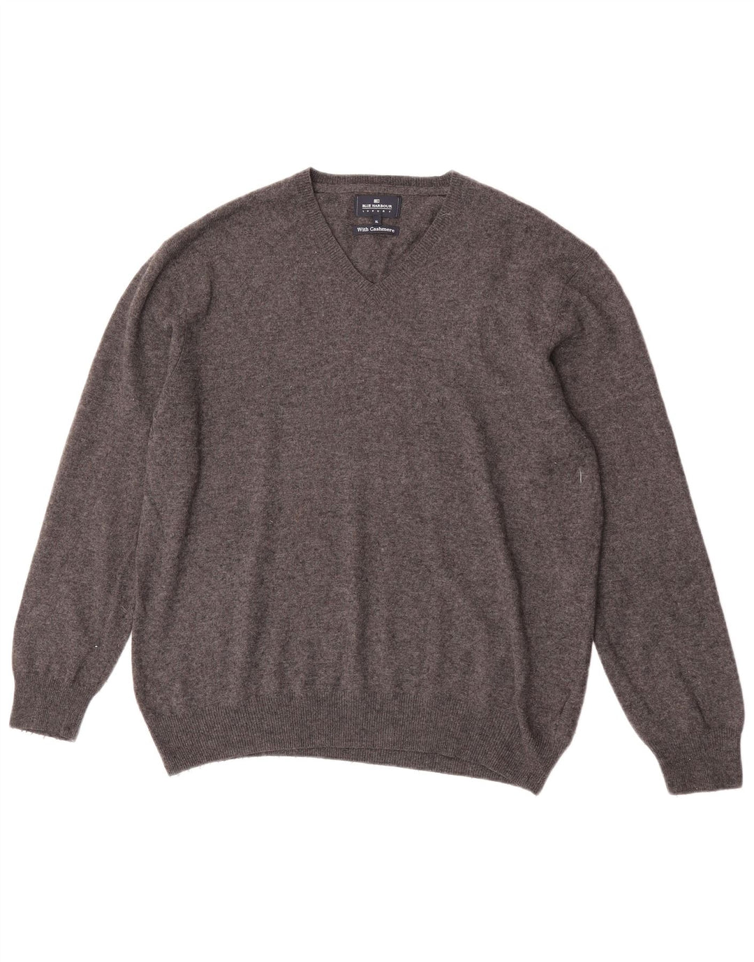 Marks & Spencer Herren Blue Harbor V-Ausschnitt Pullover Pullover XL Graue Wolle