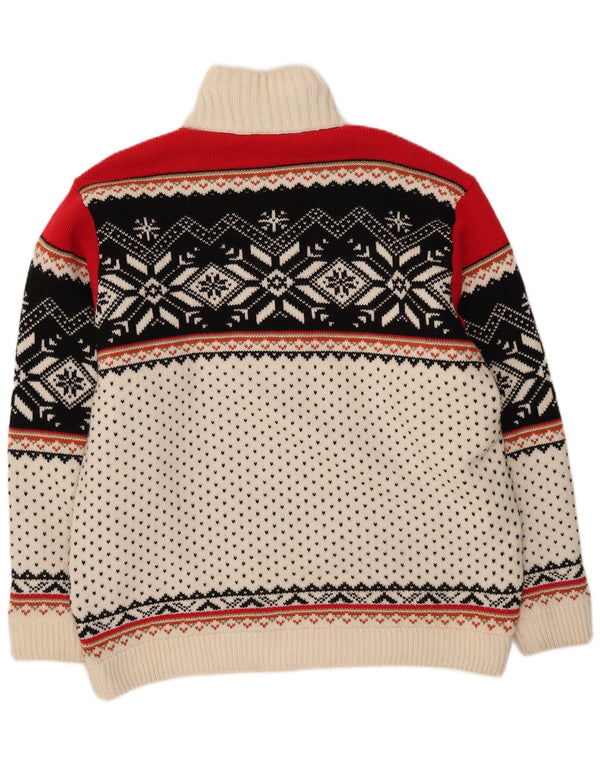 Vintage Herren-Pullover mit Reißverschluss, 2XL, Off-White, Fair Isle