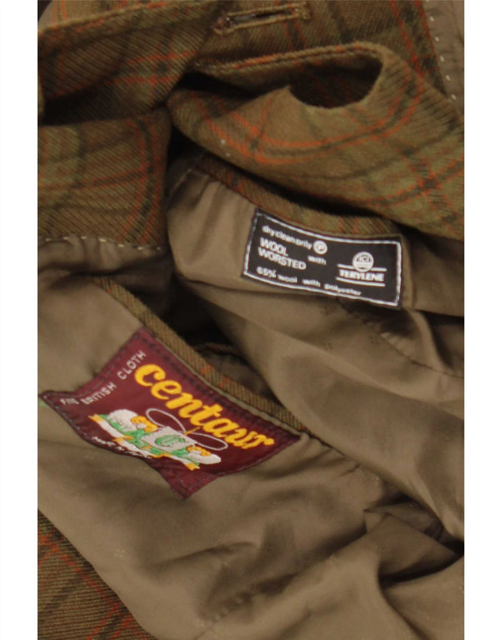 Centaur Herren-Blazer mit 2 Knöpfen, UK 38, mittlere Khaki-Karierung, Wolle