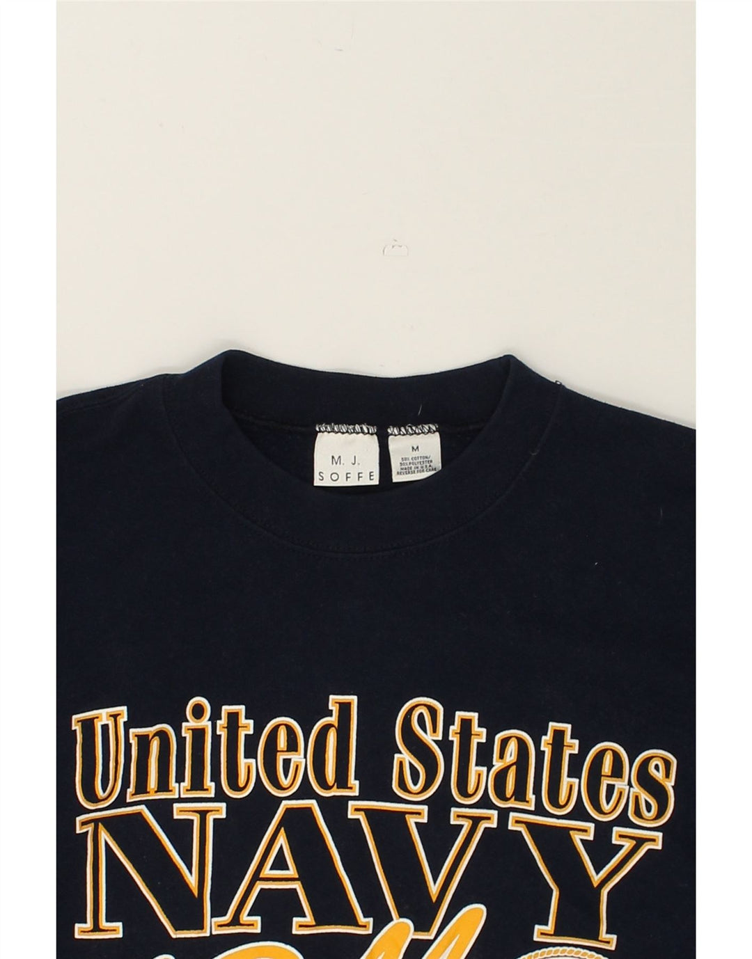 VINTAGE Womens Graphic Sweatshirt Jumper UK 14 Medium Navy Blue Cotton | Vintage Vintage | Thrift | Second-Hand Vintage | Used Clothing | Messina Hembry 