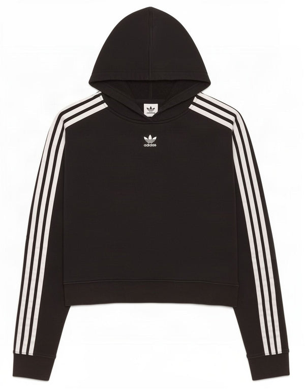 Adidas Damen Crop Oversized Hoodie Pullover UK 8 Small Schwarz Baumwolle