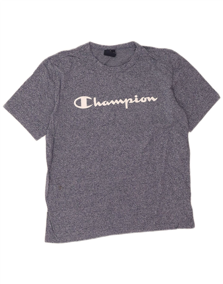 CHAMPION Mens Graphic T-Shirt Top Large Blue Flecked