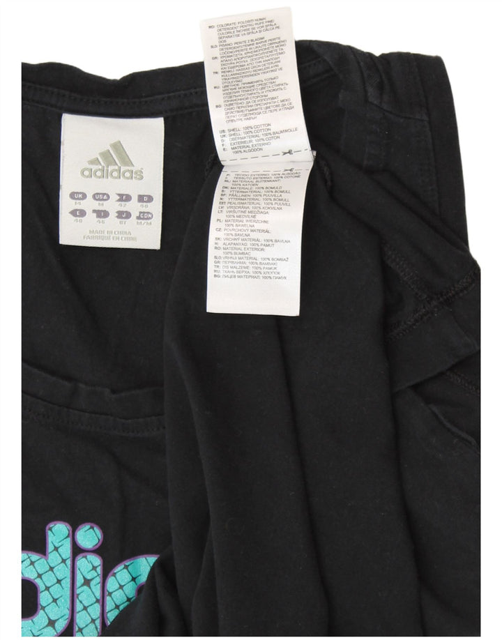 ADIDAS Damen Graphic Vest Top UK 14 Mittelschwarze Baumwolle