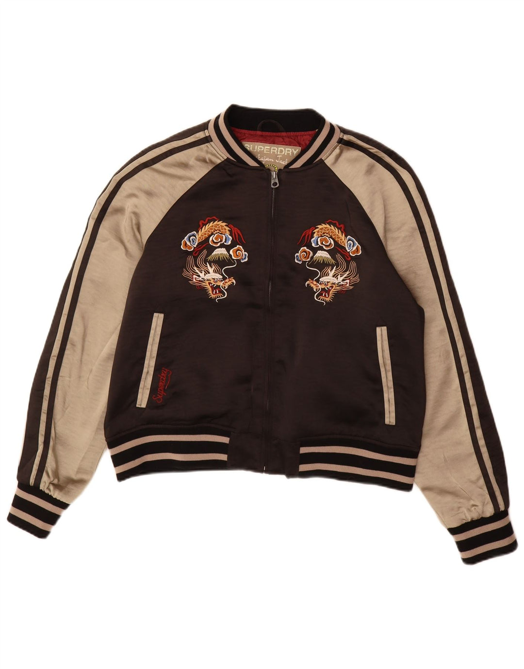 Superdry Damen-Trainingsanzugoberteil mit Grafik, UK 16, Größe L, Braun, Farbblock