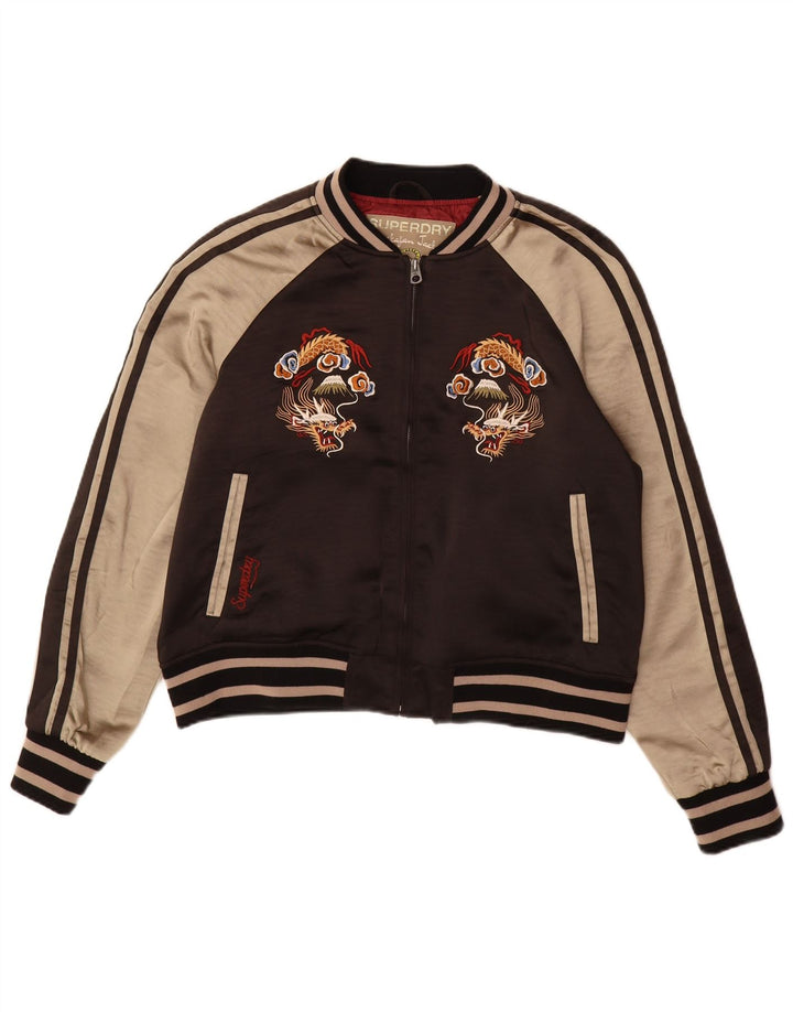 Superdry Damen-Trainingsanzugoberteil mit Grafik, UK 16, Größe L, Braun, Farbblock