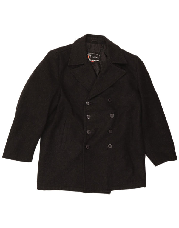 Vintage Herren Pea Coat UK 42 XL Schwarze Wolle