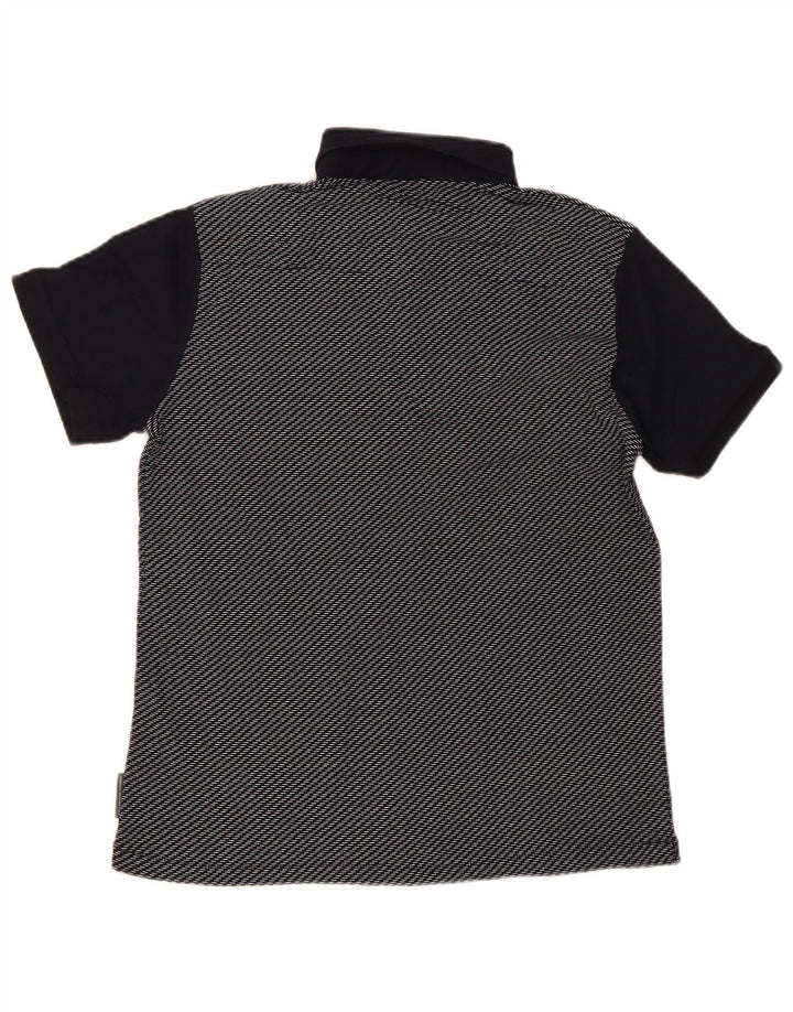 French Connection Herren-Poloshirt aus mittelblauer, gestreifter Baumwolle