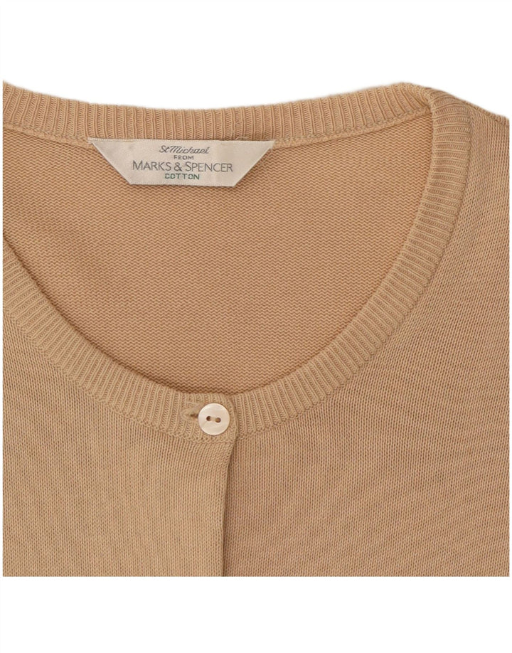 Marks & Spencer Damen-Cardigan-Pullover UK 12 Mittelbeige Baumwolle