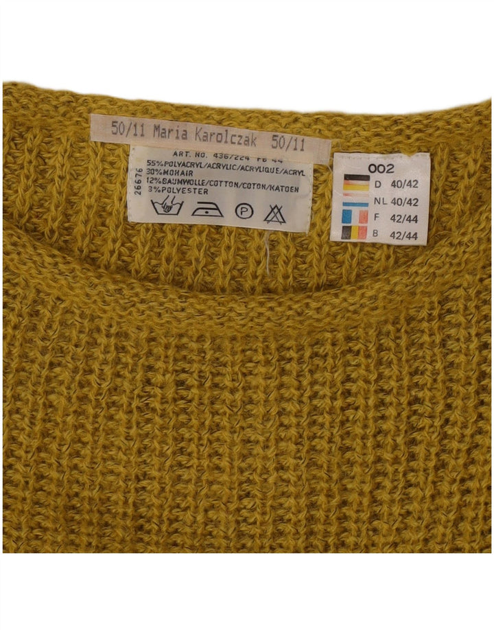 Vintage Damen Pullover mit U-Boot-Ausschnitt EU 40/42 Medium Khaki Polyacryl