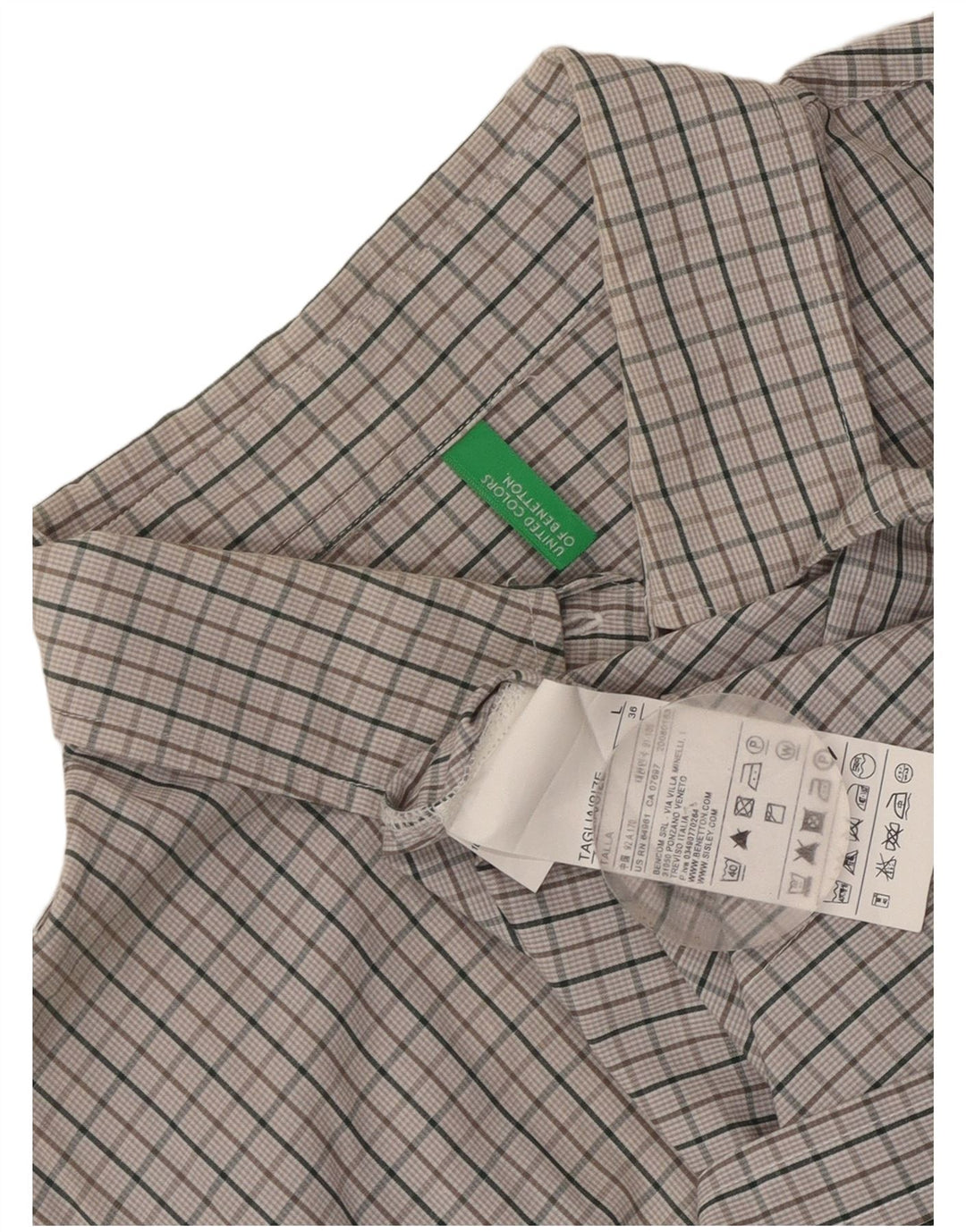 Benetton Damenhemd UK 14 Large Graue Baumwolle