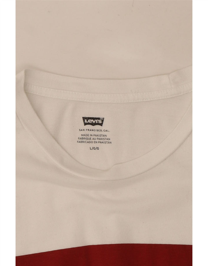 LEVI'S Mens Graphic T-Shirt Top Large White Cotton Vintage Levi's and Second-Hand Levi's from Messina Hembry 