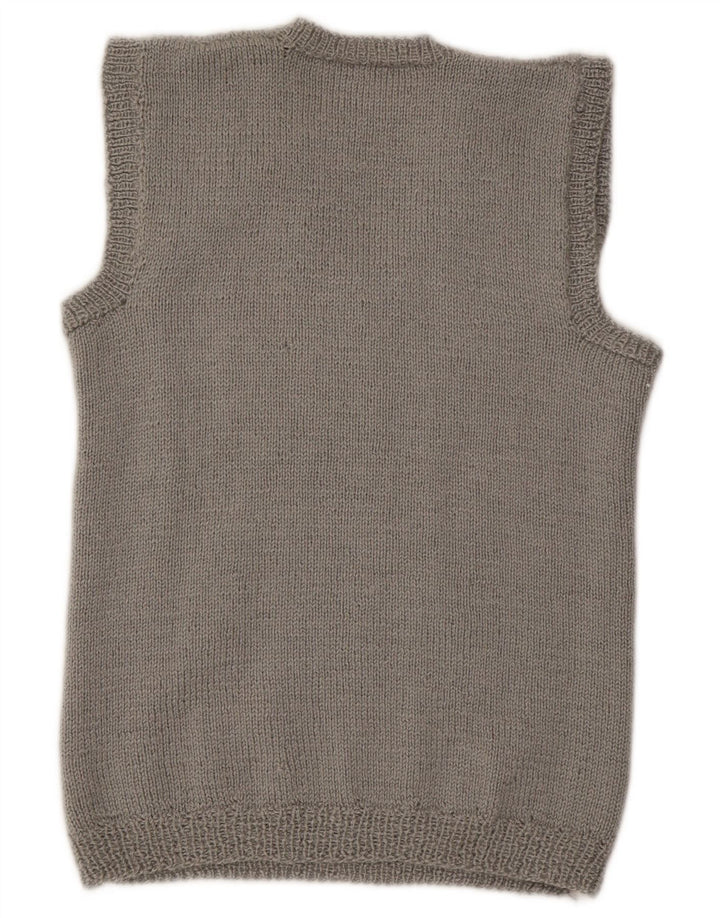 Vintage Damen Weste Tank Top UK 14 Mittelgrau