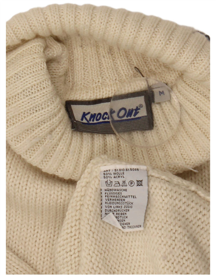 Knock Out Herren-Pullover mit Rollkragen, mittelweiße Wolle in Blockfarben
