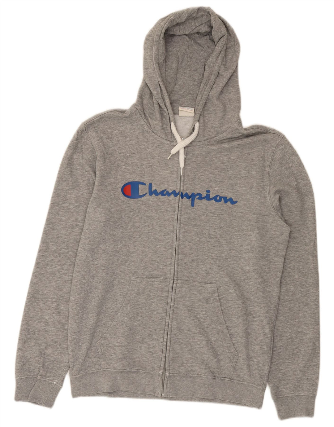 Champion Herren-Kapuzenpullover mit grafischem Reißverschluss, mittelgraue Baumwolle