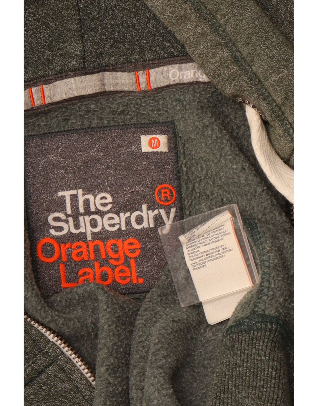 SUPERDRY Herren-Kapuzenpullover mit Reißverschluss, mittlere Khaki-Baumwolle