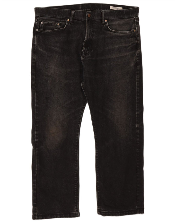 Marks & Spencer Herren Straight Jeans W36 L27 Schwarze Baumwolle