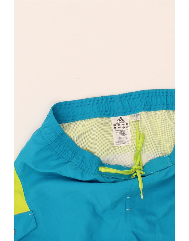 ADIDAS Mens Graphic Swimming Shorts Small Blue Colourblock Polyester Vintage Adidas and Second-Hand Adidas from Messina Hembry 