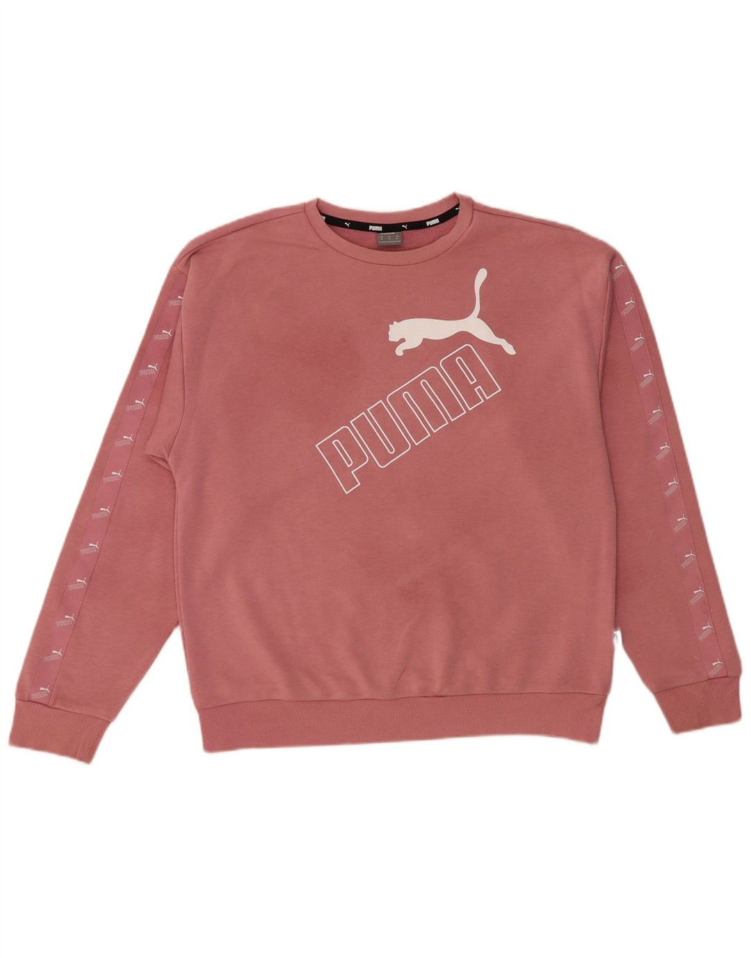 PUMA Damen Graphic Sweatshirt Pullover UK 14 Mittelrosa Baumwolle