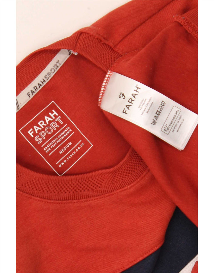 Farah Herren-Sweatshirt-Pullover aus mittelorangefarbener Colourblock-Baumwolle