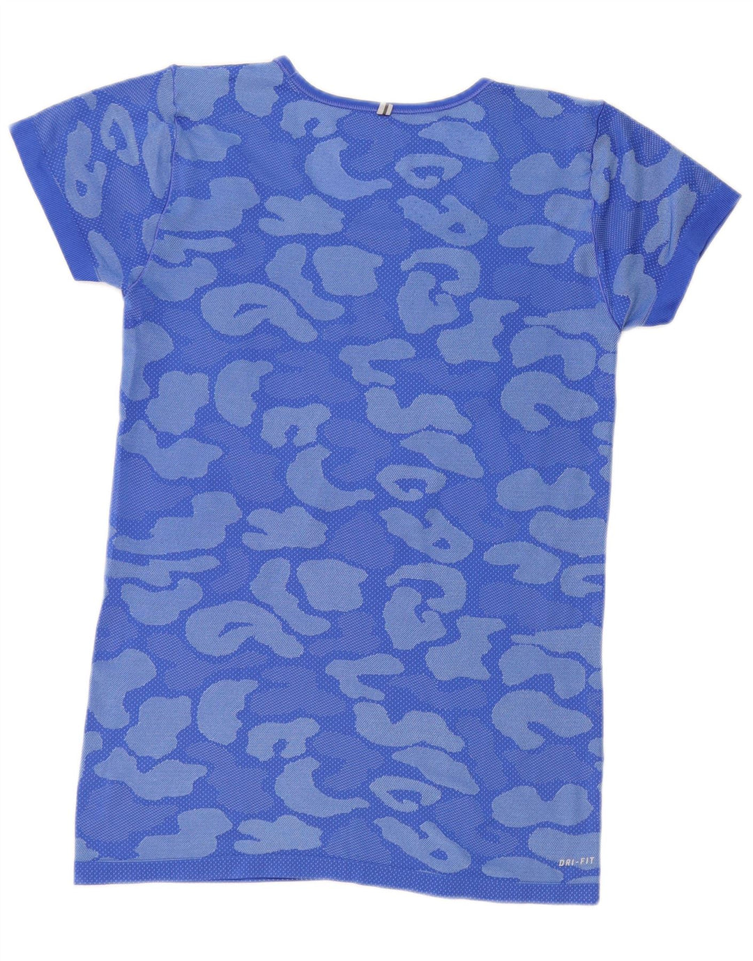 NIKE Damen Dri Fit T-Shirt Top UK 10 Small Blue Camouflage