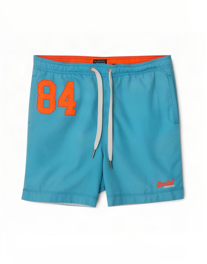 Superdry Herren-Badeshorts mit Grafik, XL, Blau, Polyester
