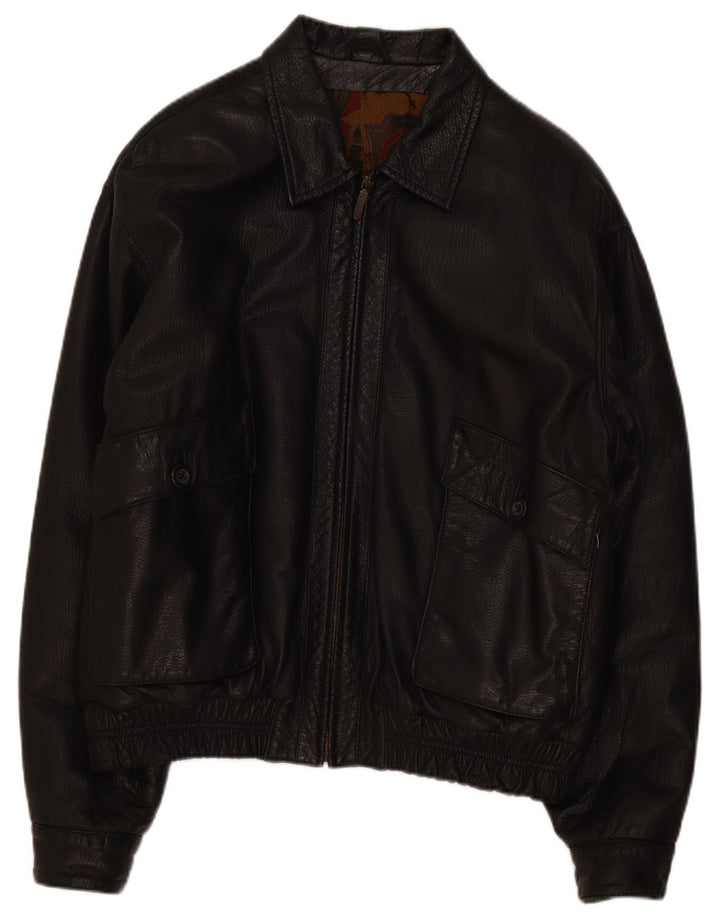 Vintage Mens Leather Jacket IT 56 3XL Black