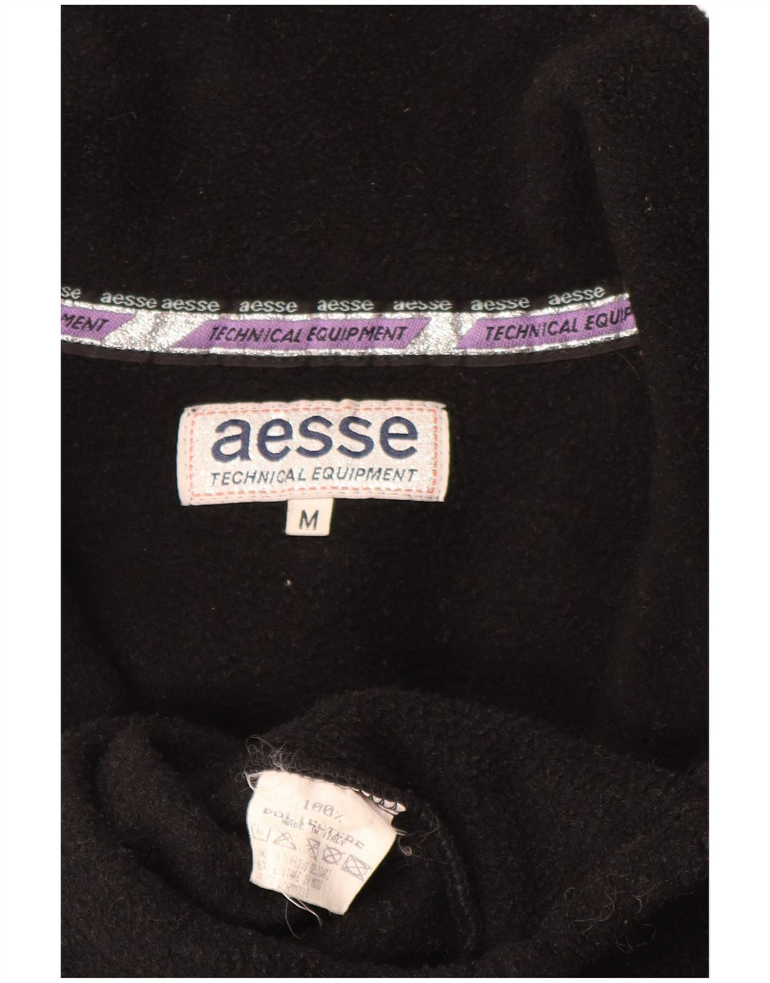 Aesse Herren-Fleecepullover mit Reißverschluss am Hals, Mittelschwarzes Polyester
