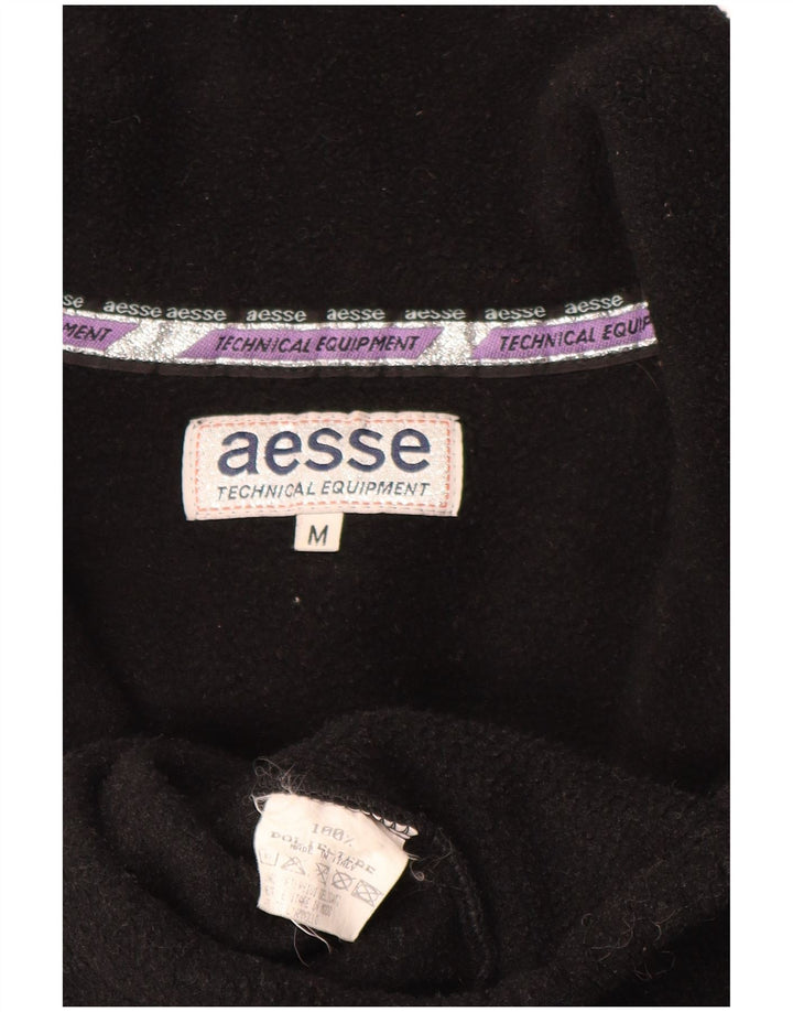 Aesse Herren-Fleecepullover mit Reißverschluss am Hals, Mittelschwarzes Polyester