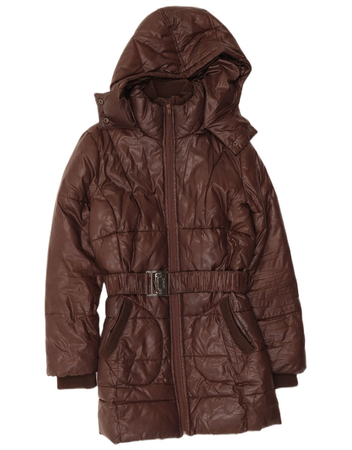 Gaudi Wattierter Damenmantel mit Kapuze IT 42 Mittelbraunes Polyester