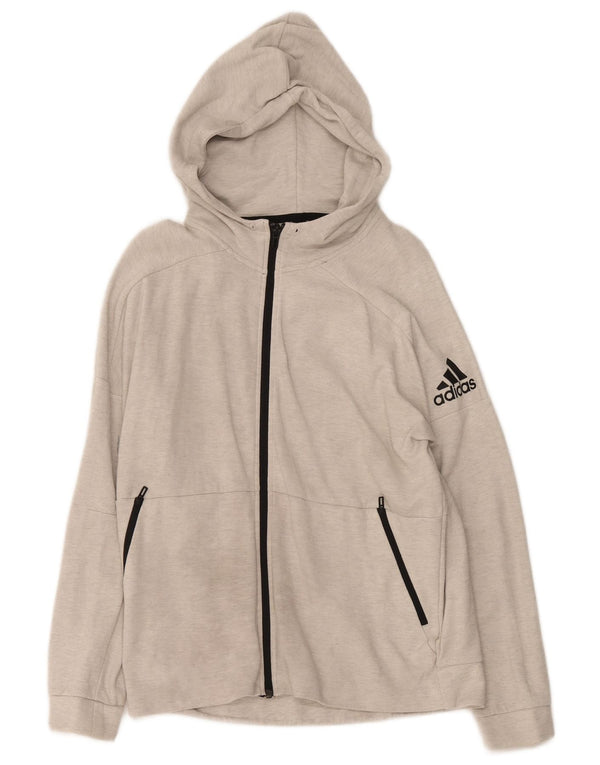 Adidas Damen Zip Hoodie Pullover UK 16/18 Große grau melierte Baumwolle