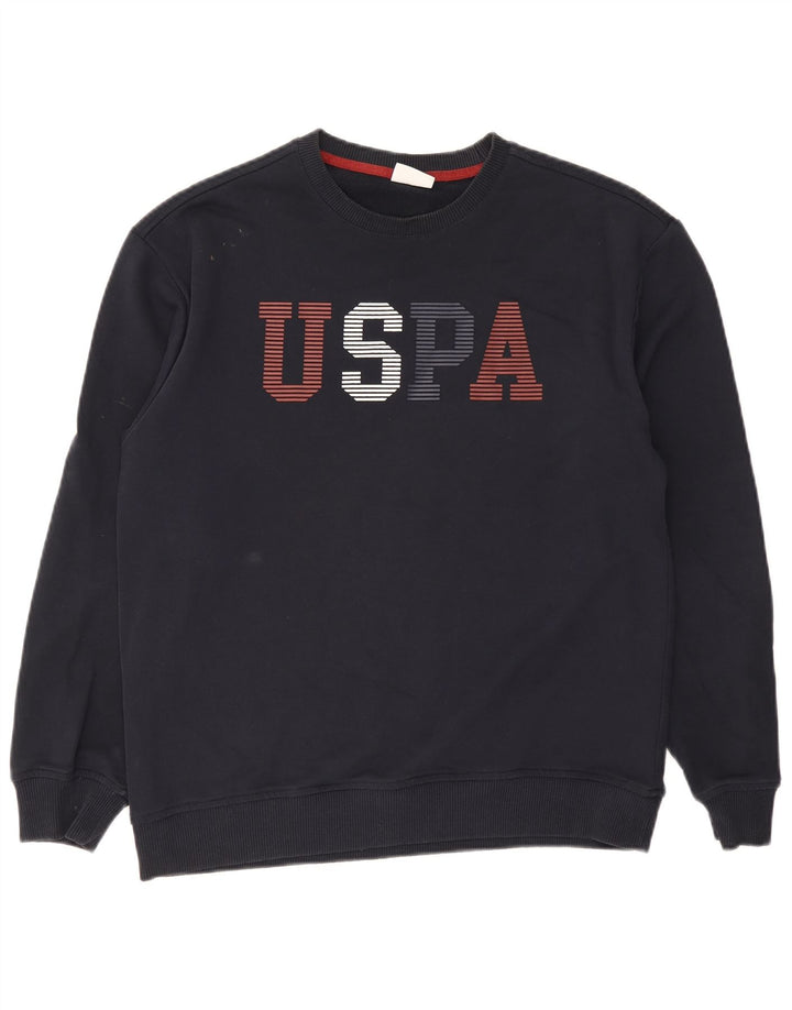 US Polo Assn Herren-Sweatshirt mit Grafik, mittlere marineblaue Baumwolle