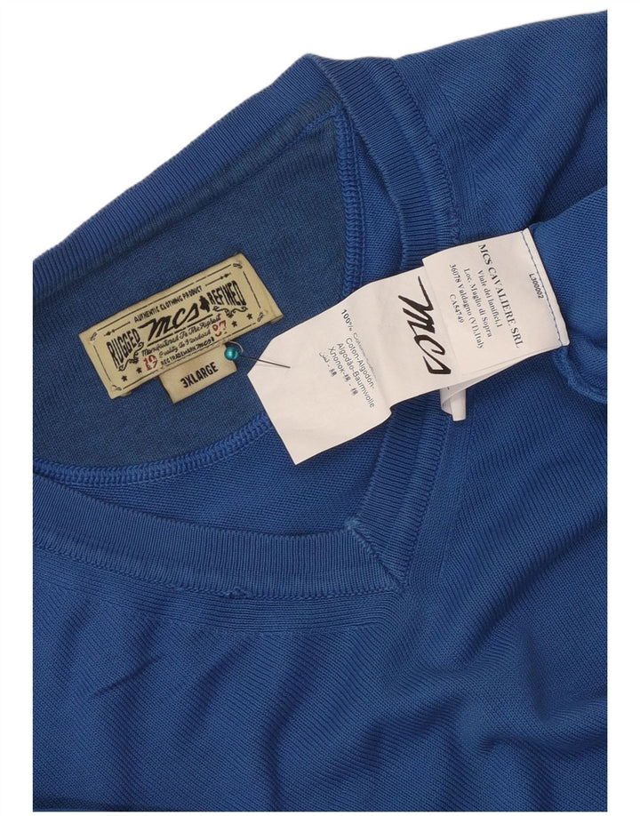 Marlboro Classics Herren-Pullover mit V-Ausschnitt, 3XL, blaue Baumwolle