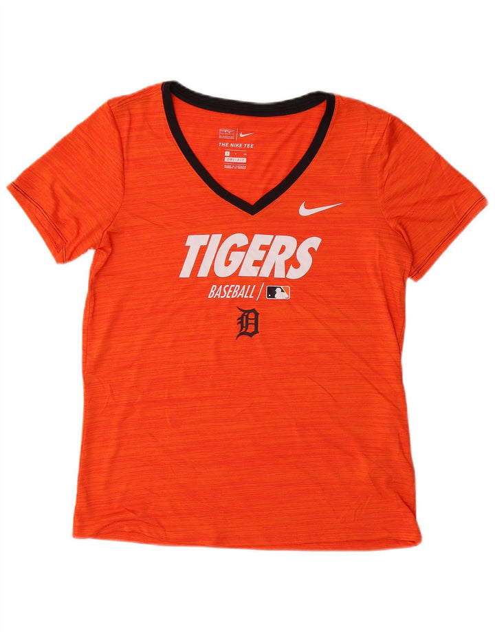 NIKE Damen Tigers Graphic T-Shirt Top UK 10 Small Orange Polyester