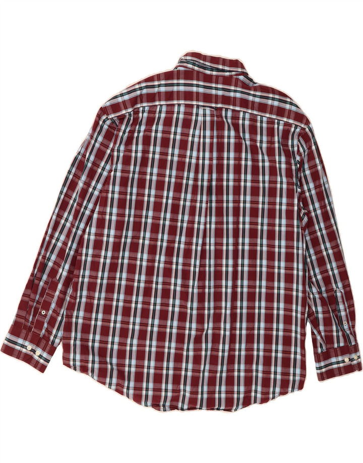IZOD Mens Shirt 2XL Burgundy Check Cotton Vintage Izod and Second-Hand Izod from Messina Hembry 