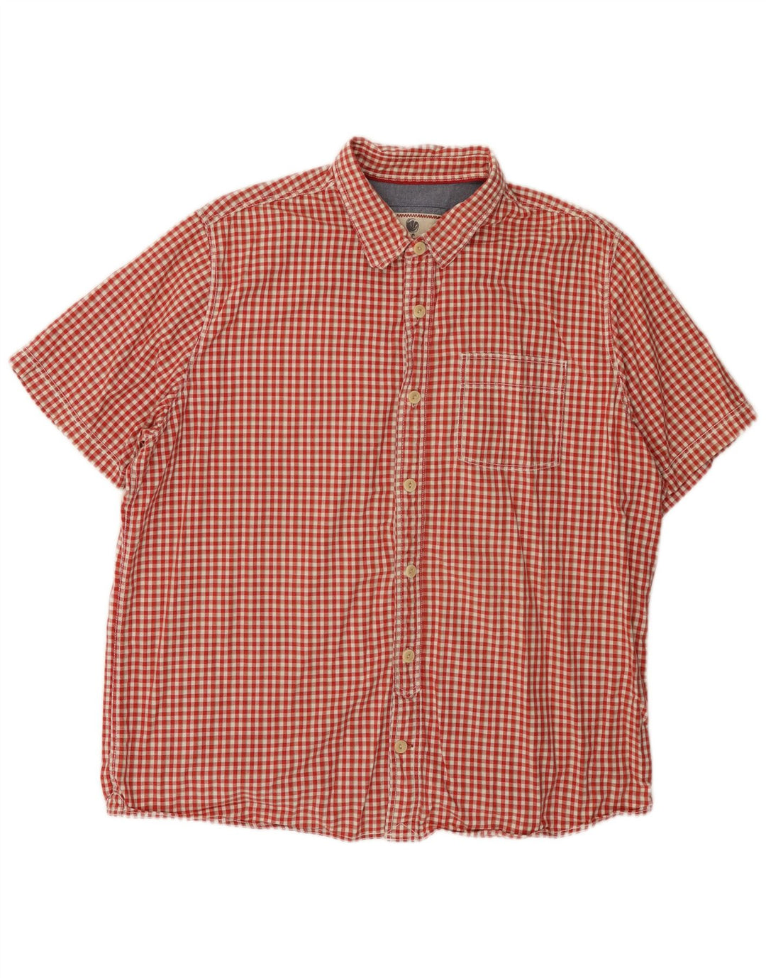 Fat Face Herren-Kurzarmhemd XL aus roter Gingham-Baumwolle