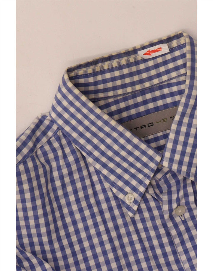 Etro Herrenhemd Größe 43 Große blaue Gingham-Baumwolle