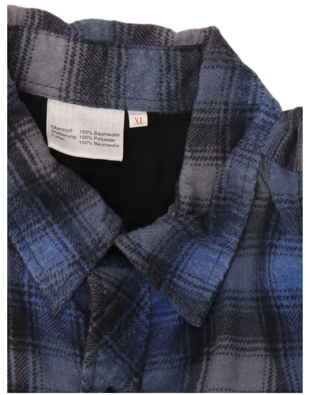 VINTAGE Herren Flanellhemd XL Blau kariert Baumwolle